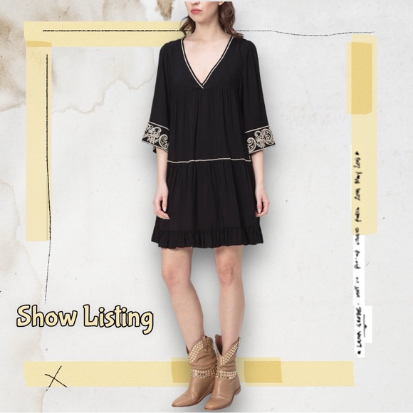 TWINSET Black Dress / Cover up with Embroidery Sleeves Size: XL - Picture 1 of 4